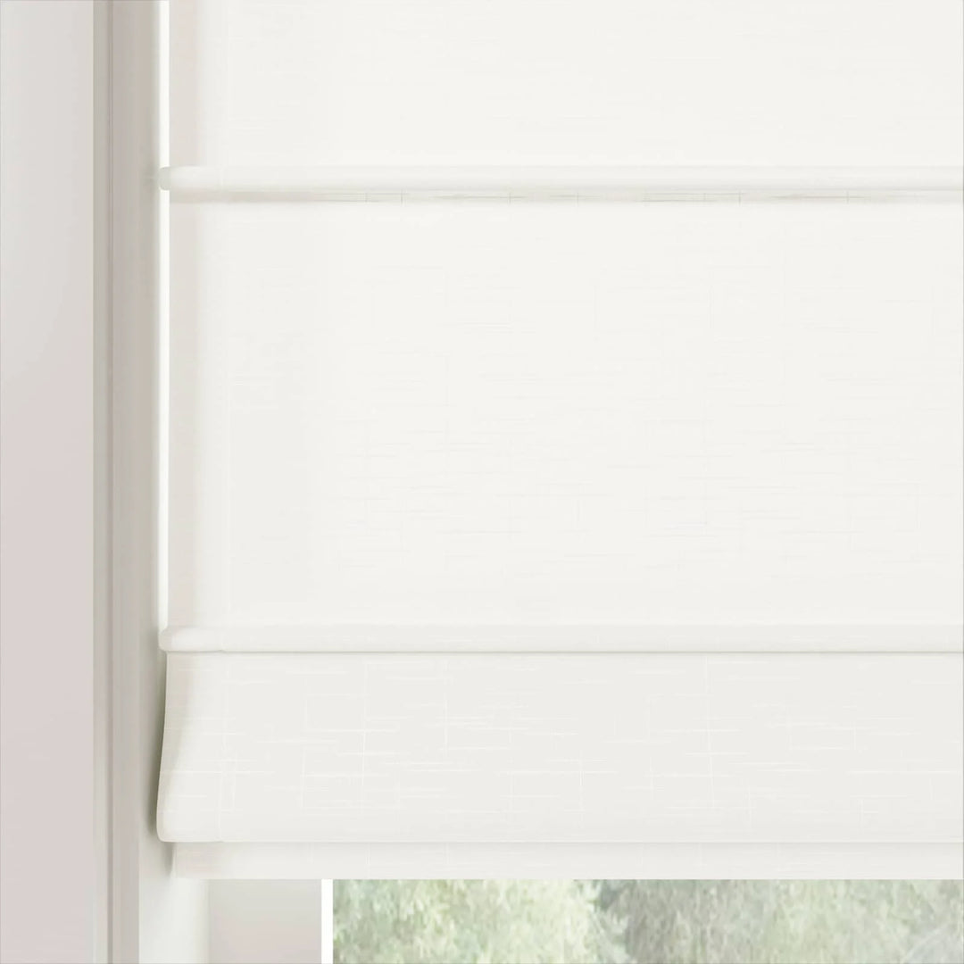 Percy Belgian Linen Front Slat Cordless Roman Shades White - ChadMade