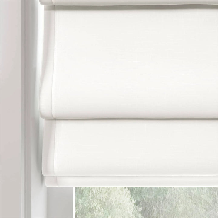 Percy Belgian Linen Hobbled Cordless Roman Shades White - ChadMade