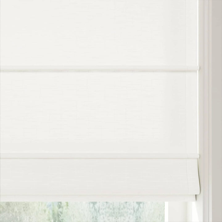 Percy Belgian Linen Front Slat Cordless Roman Shades White - ChadMade