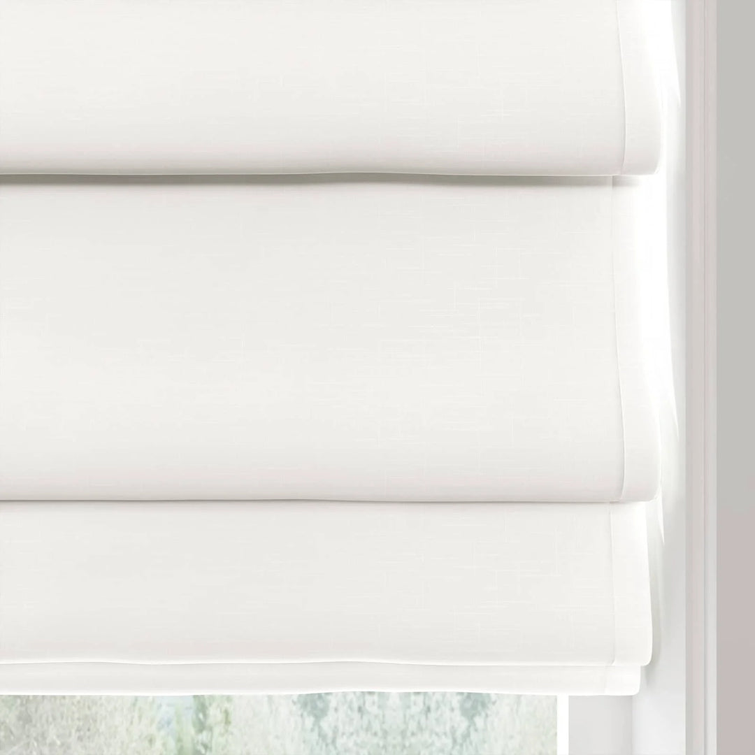 Percy Belgian Linen Hobbled Cordless Roman Shades White - ChadMade