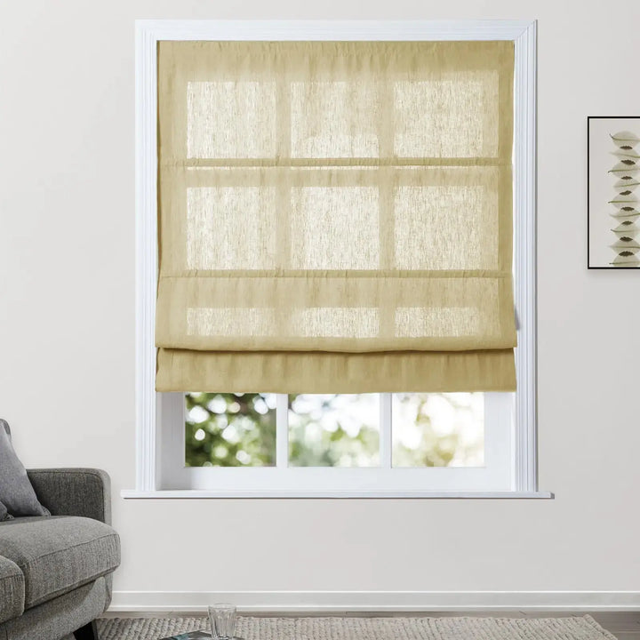 Percy Belgian Linen Cordless Plain Roman Shade