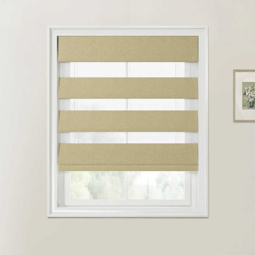 Percy Linen Zebra Roman Blind Cord Lift Oatmeal - ChadMade