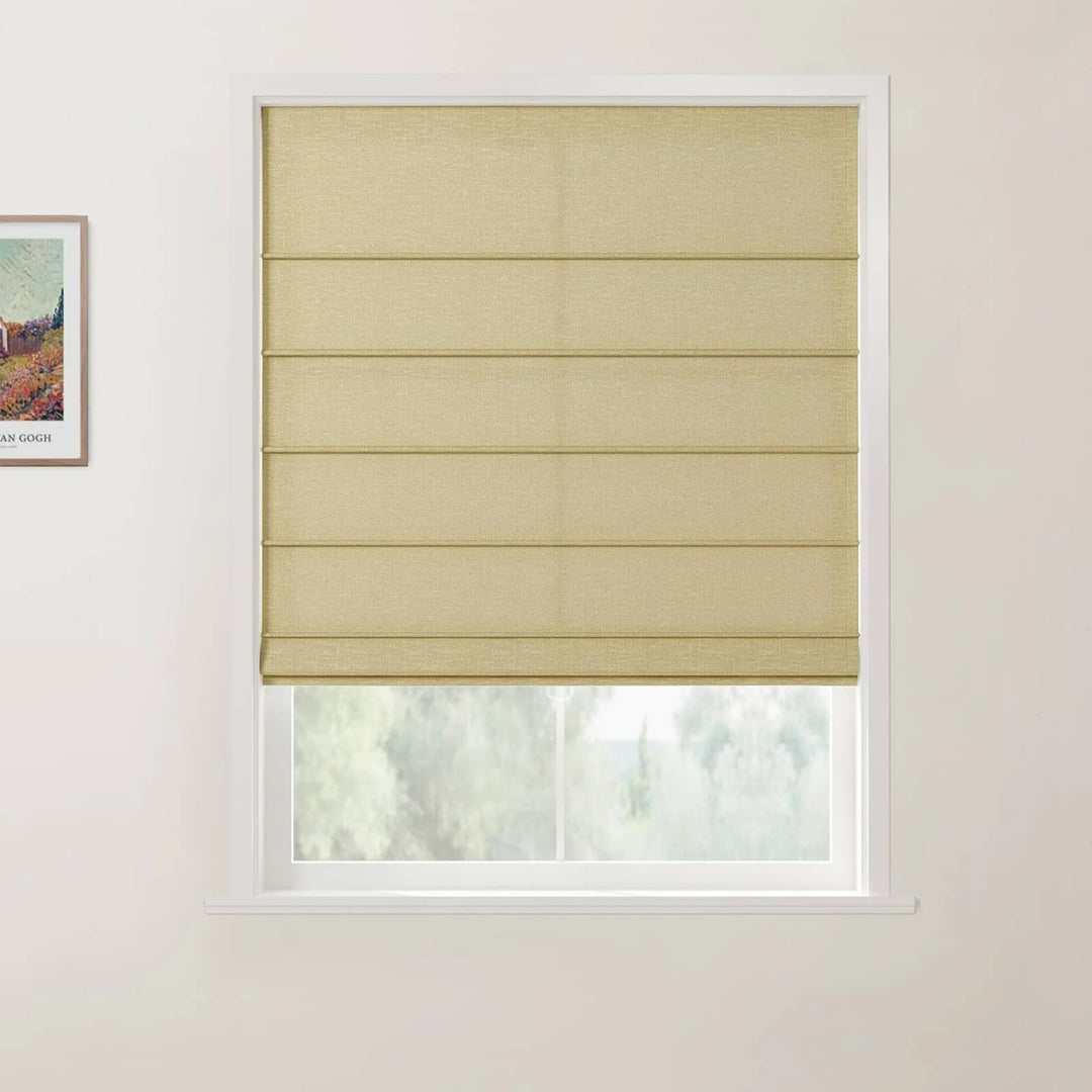 Percy Belgian Linen Front Slat Cordless Roman Shades Oatmeal - ChadMade