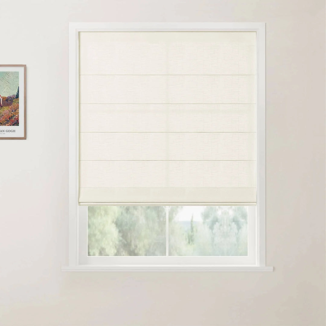 Percy Belgian Linen Back Slat Cordless Roman Shades Beige - ChadMade