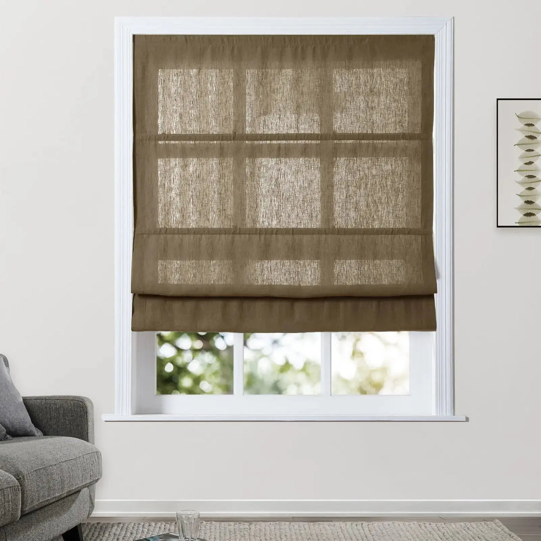 Percy Belgian Linen Cordless Plain Roman Shade