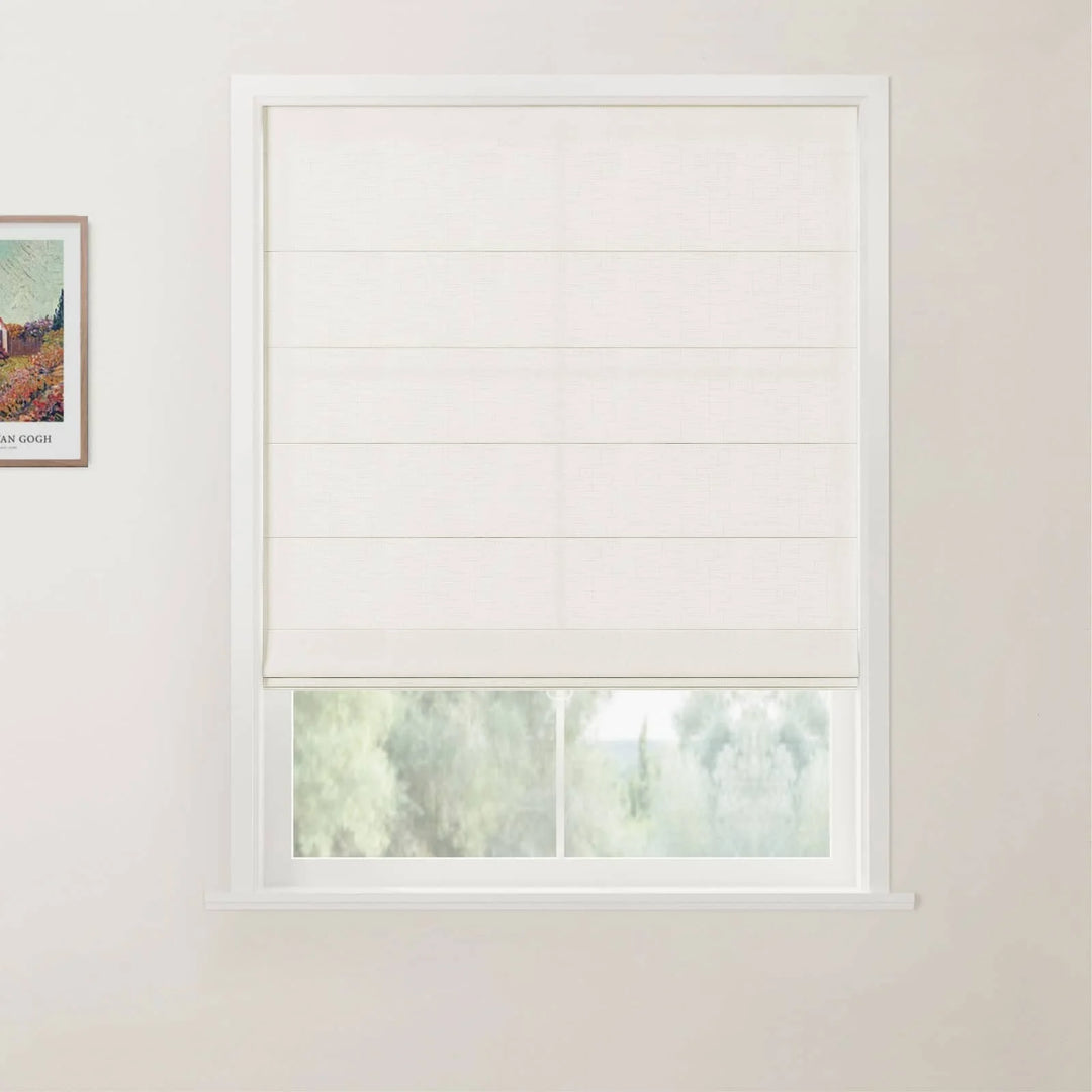 Percy Belgian Linen Back Slat Cordless Roman Shades Natural - ChadMade