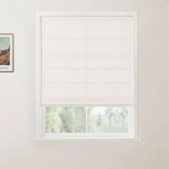 Percy Belgian Linen Back Slat Cordless Roman Shades Natural - ChadMade