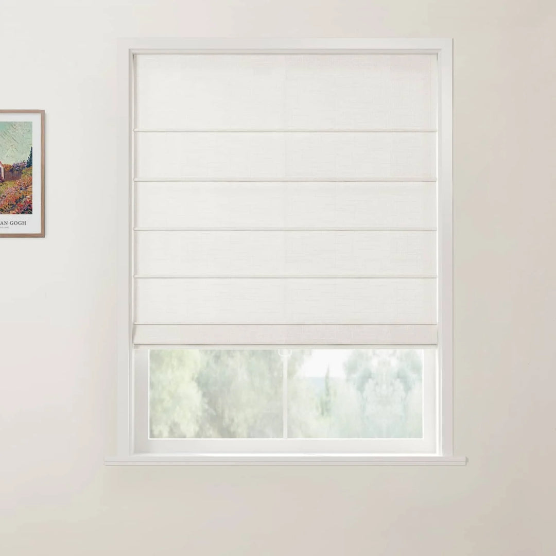 Percy Belgian Linen Front Slat Cordless Roman Shades Natural - ChadMade