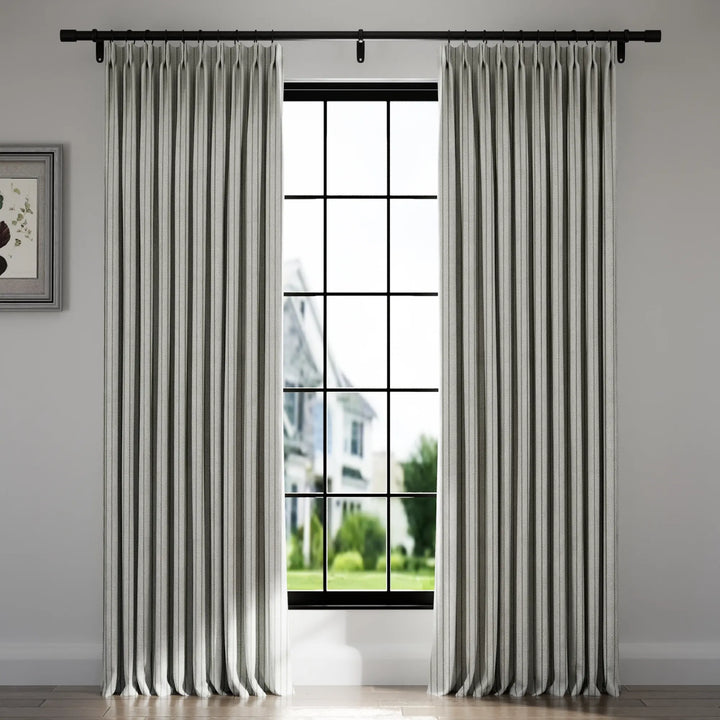 Windsor Linen Cotton Striped Curtain Pinch Pleat