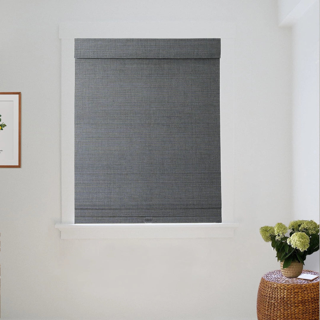 Rain Neutral Flax Woven Bamboo Shade-Middle Grey