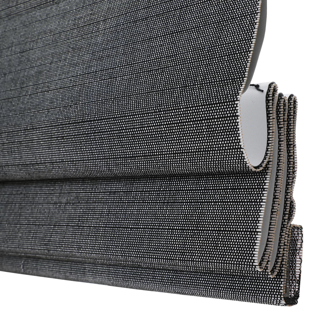 Rain Neutral Flax Woven Bamboo Shade - Middle Grey