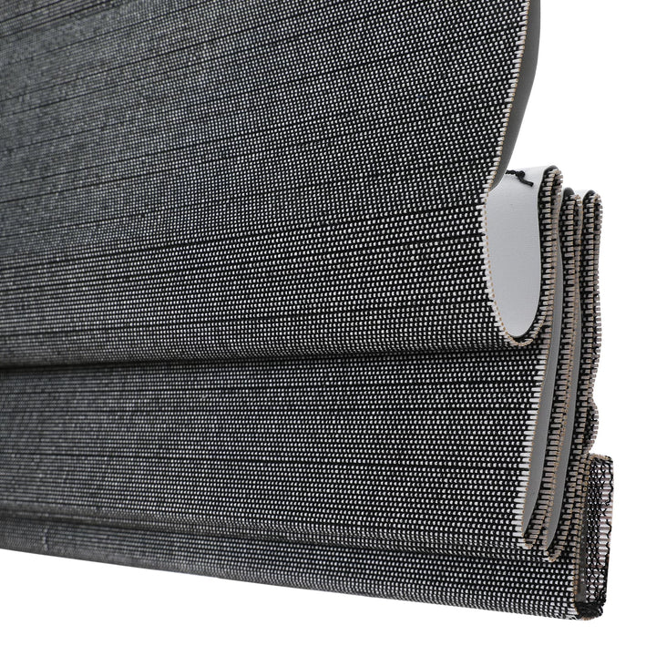 Rain Neutral Flax Woven Bamboo Shade-Middle Grey