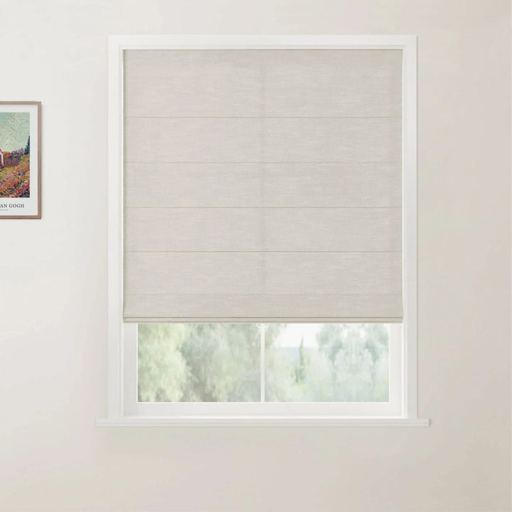 Belva Linen Cotton Flat Cordless Roman Shades Greyish Beige - ChadMade