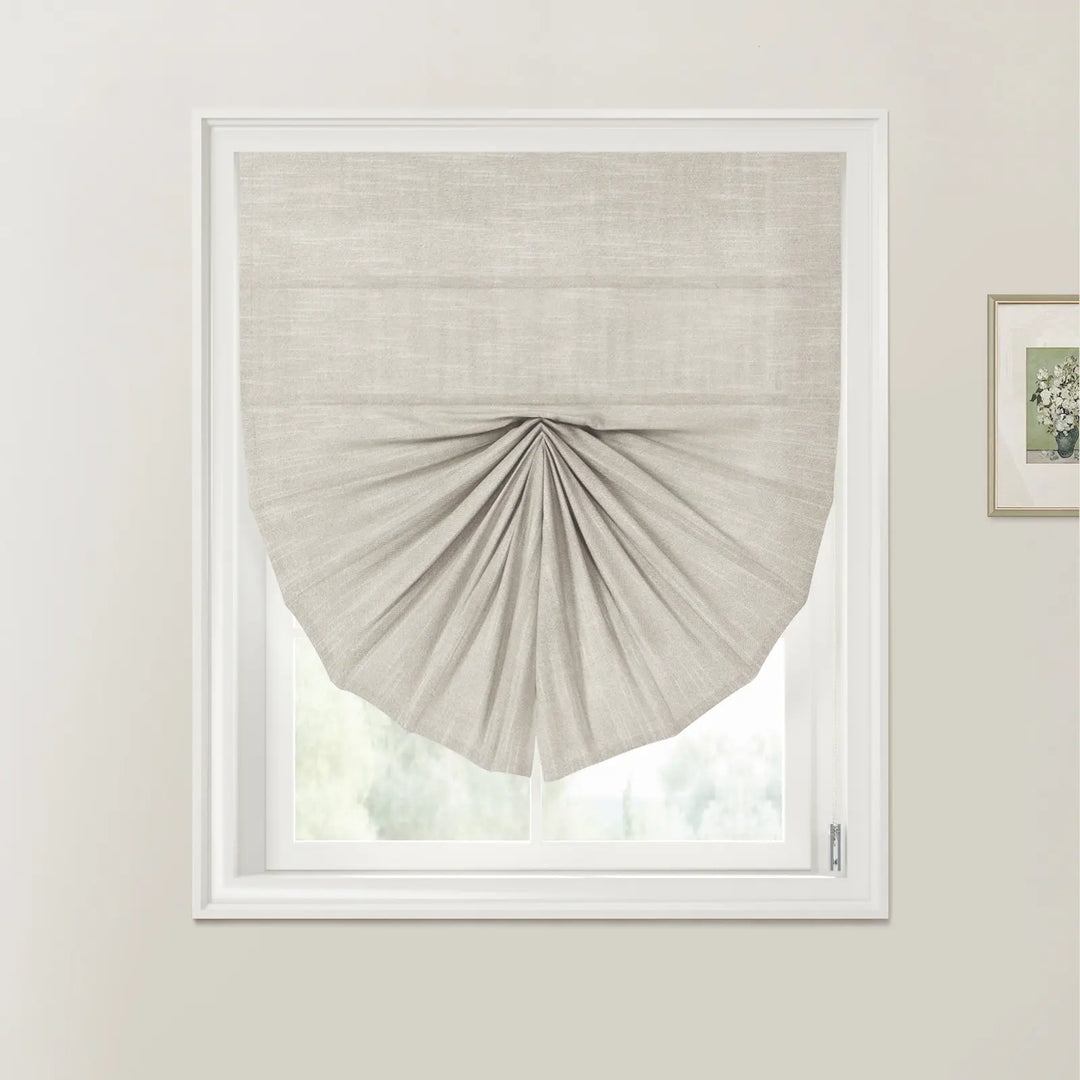 Belva Fan Shaped Roman Shades Cord Lift Greyish Beige - ChadMade