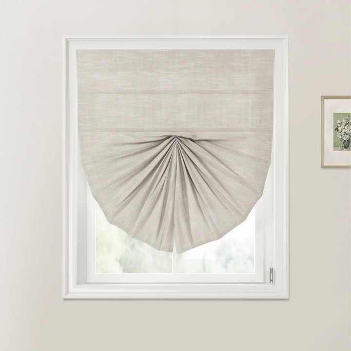 Belva Fan Shaped Roman Shades Cord Lift Greyish Beige - ChadMade