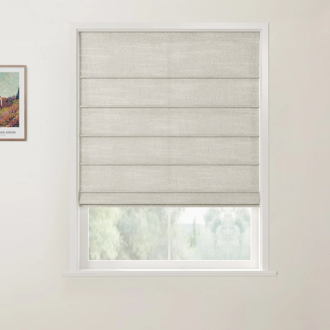 Belva Linen Cotton Front Slat Cordless Roman Shades Greyish Beige - ChadMade