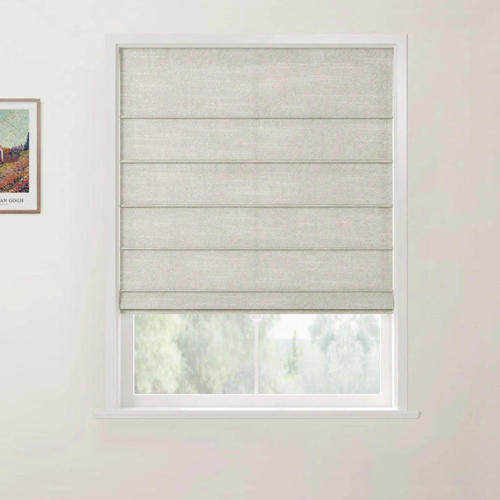 Belva Linen Cotton Front Slat Cordless Roman Shades Greyish Beige - ChadMade