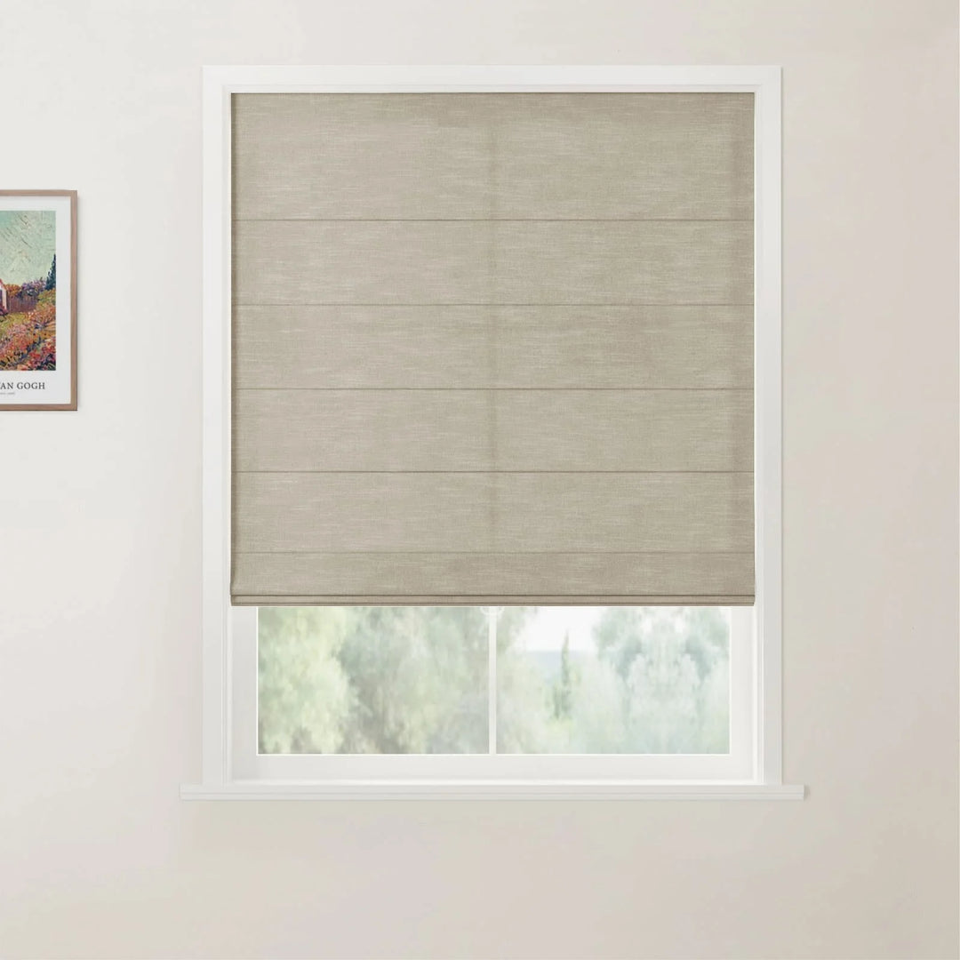 Belva Linen Cotton Flat Cordless Roman Shades Light Gray - ChadMade