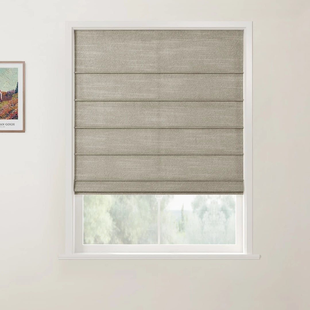 Belva Linen Cotton Front Slat Cordless Roman Shades Light Gray - ChadMade