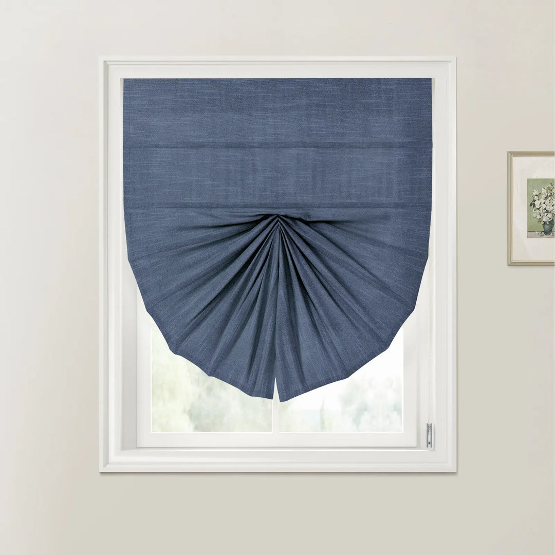 Belva Fan Shaped Roman Shades Cord Lift Deep Blue - ChadMade