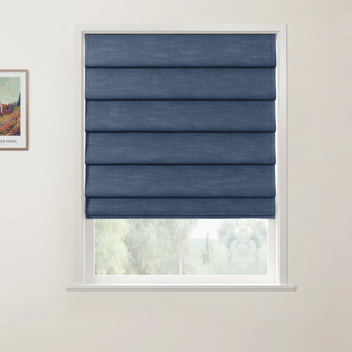 Belva Hobbled Cordless Roman Shades Deep Blue - ChadMade