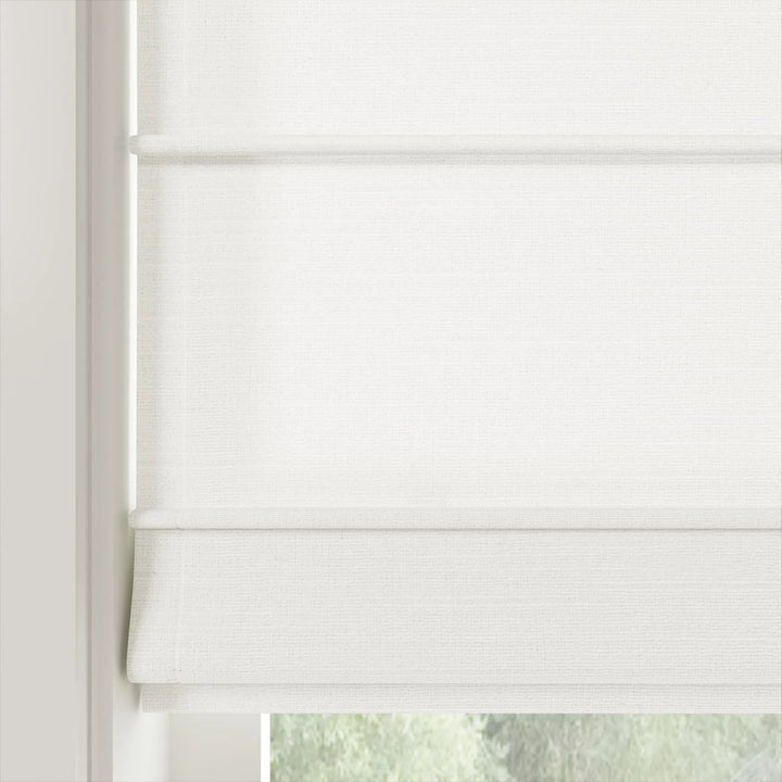 Belva Linen Cotton Front Slat Cordless Roman Shades Ivory Beige - ChadMade