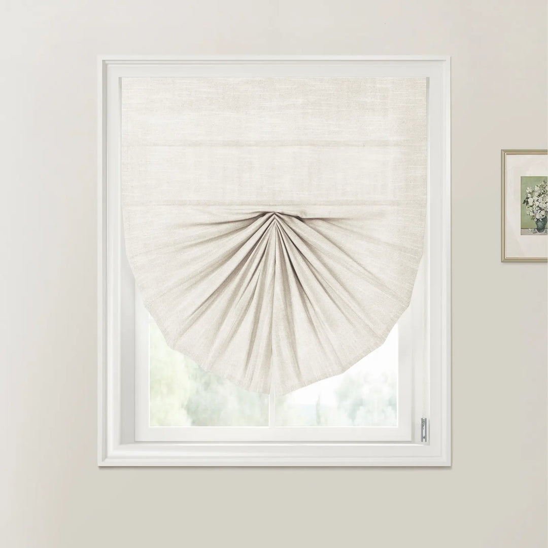 Belva Fan Shaped Roman Shades Cord Lift Ivory Beige - ChadMade