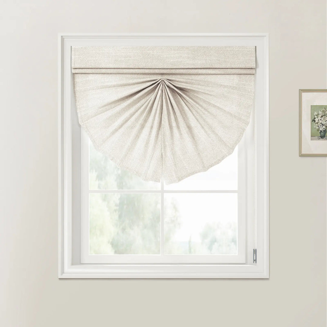 Ivory Beige Belva Fan Shaped Roman Shades Cord Lift - ChadMade