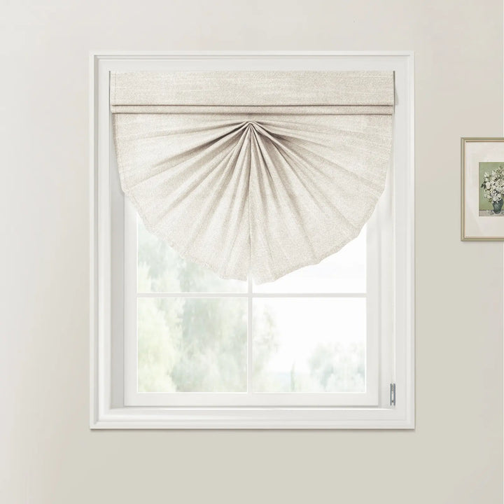 Ivory Beige Belva Fan Shaped Roman Shades Cord Lift - ChadMade