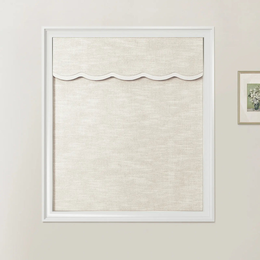 Belva Linen Cotton Ivory Beige Valanced  Day Night Roman Shade Cord Lift - ChadMade