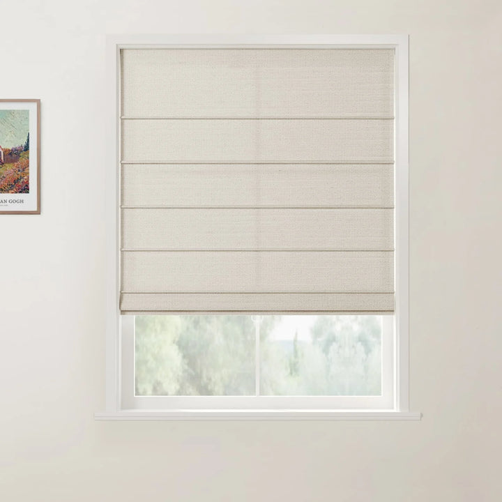 Belva Linen Cotton Front Slat Cordless Roman Shades Oatmeal - ChadMade