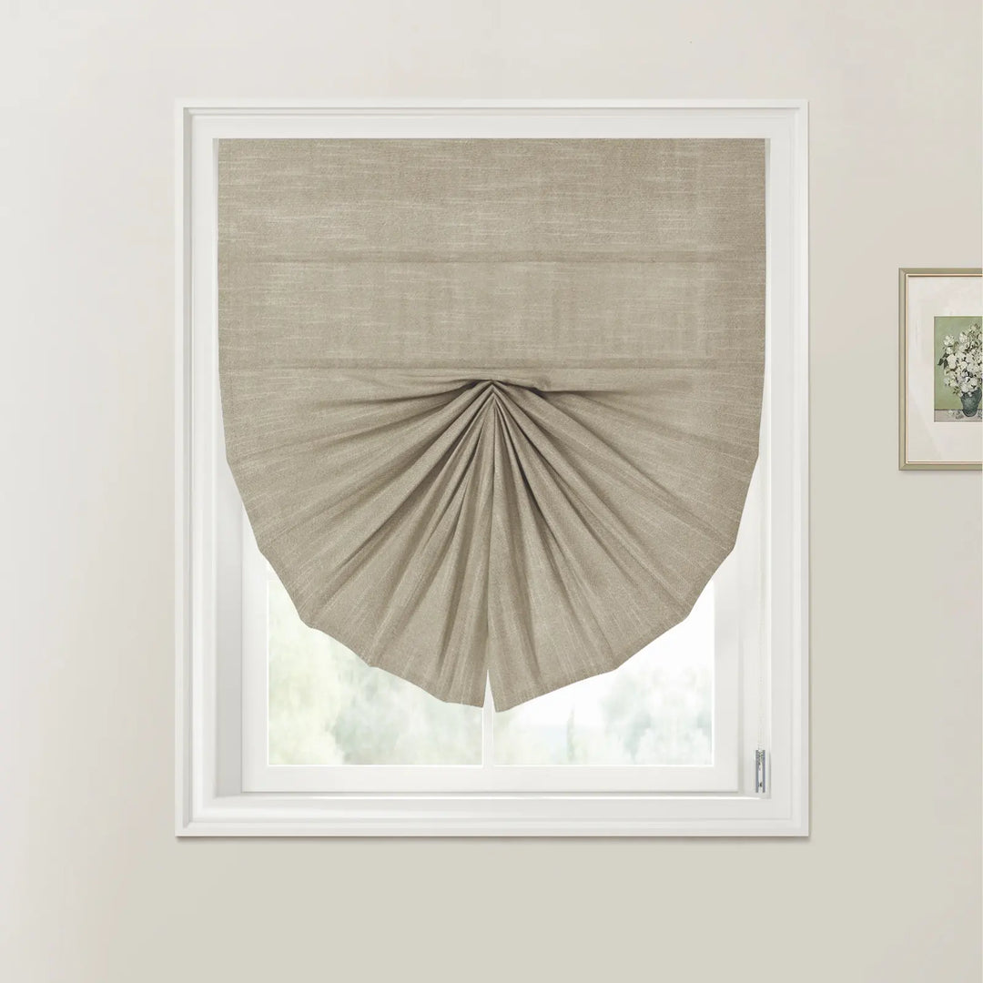 Belva Fan Shaped Roman Shades Cord Lift Walnut - ChadMade