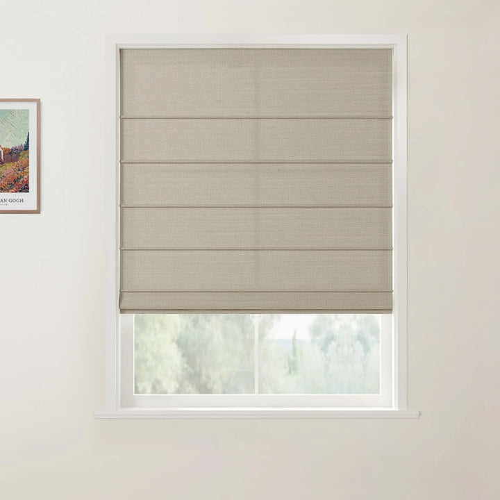 Belva Linen Cotton Front Slat Cordless Roman Shades Walnut - ChadMade