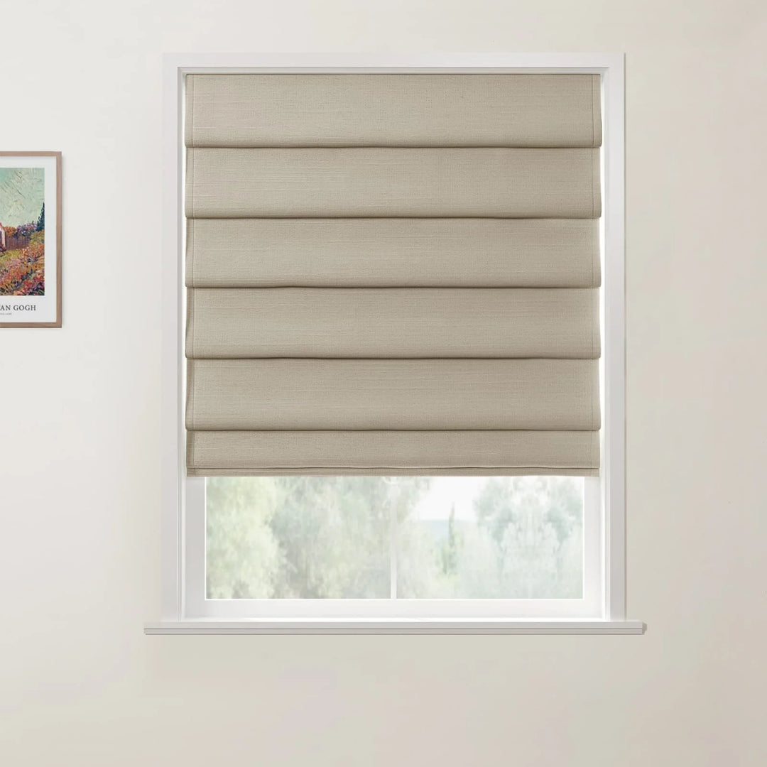 Belva Hobbled Cordless Roman Shades Walnut - ChadMade