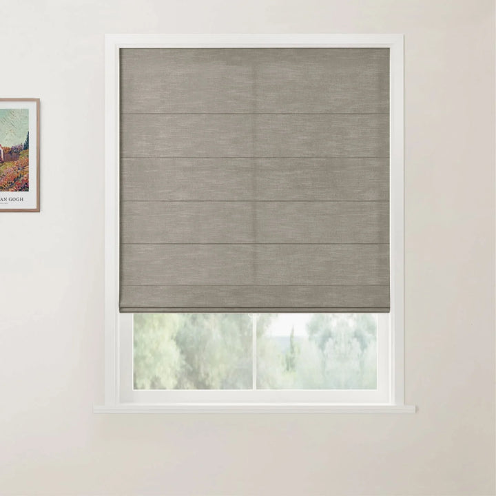 Belva Linen Cotton Flat Cordless Roman Shades Gray - ChadMade