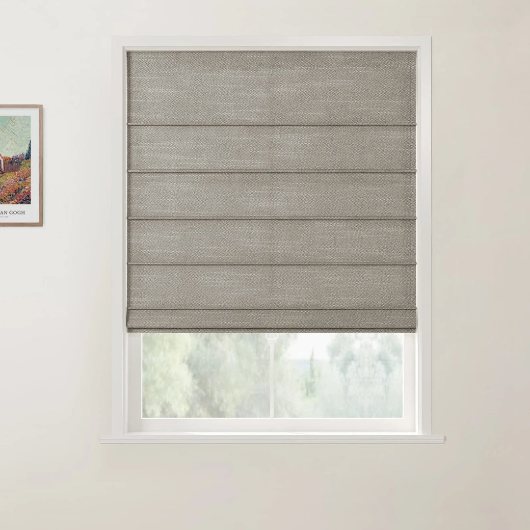 Belva Linen Cotton Front Slat Cordless Roman Shades Gray - ChadMade