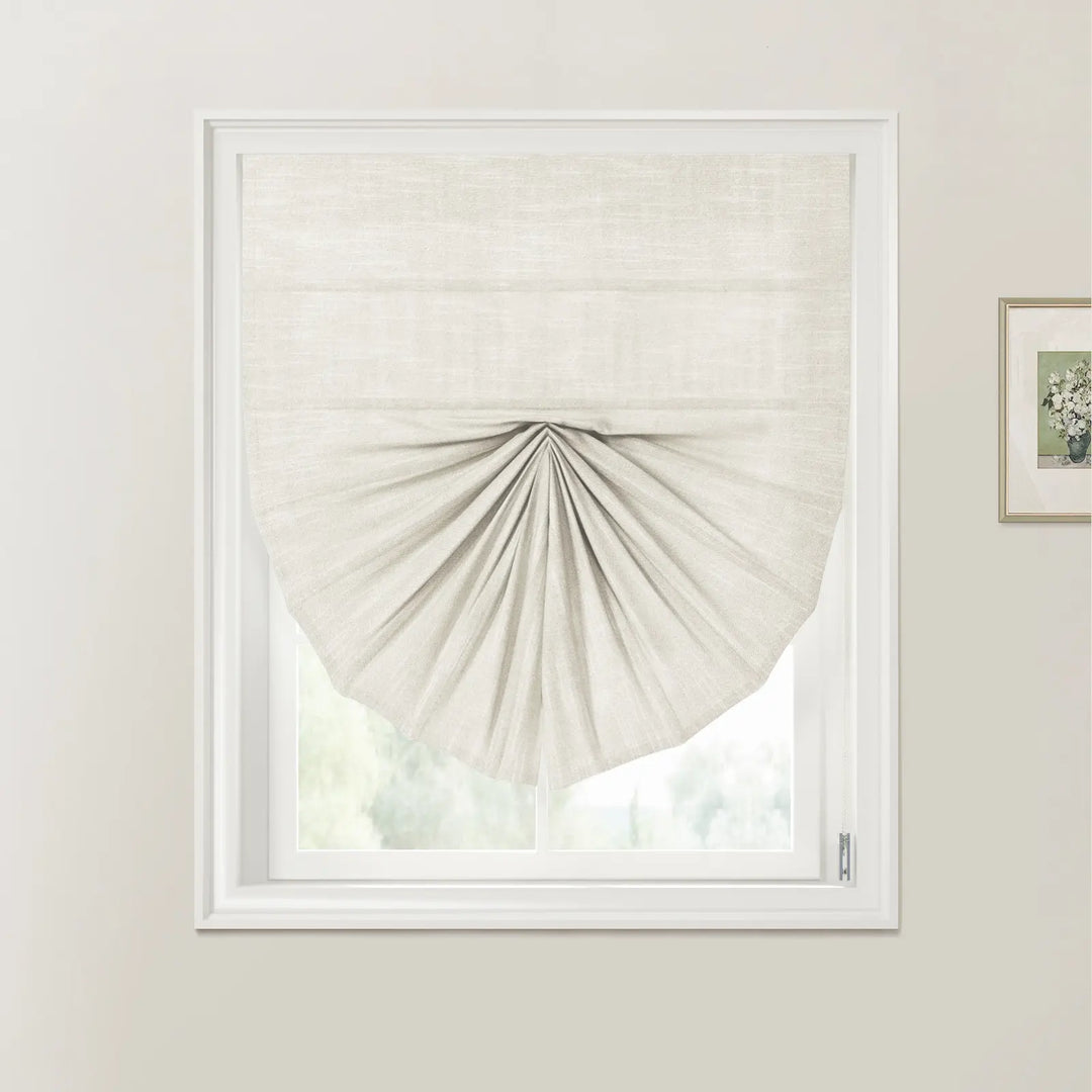 Belva Fan Shaped Roman Shades Cord Lift Off White - ChadMade