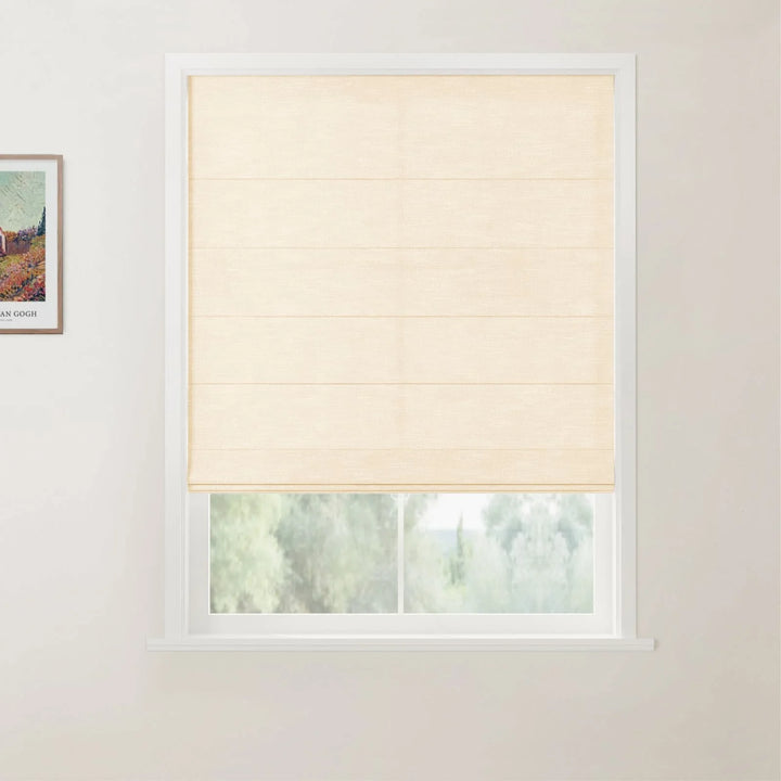 Belva Linen Cotton Flat Cordless Roman Shades Sand Beige - ChadMade