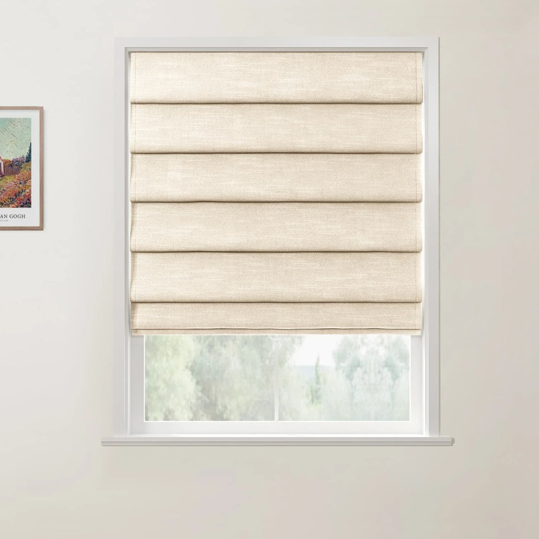 Belva Hobbled Cordless Roman Shades Sand Beige - ChadMade