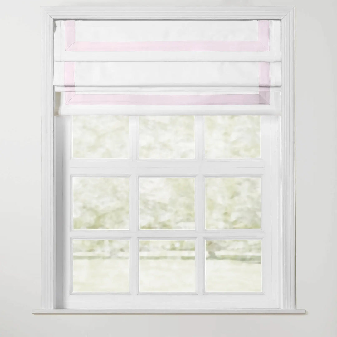 Troy Cordless Roman Shade with Border - Pink - ChadMade