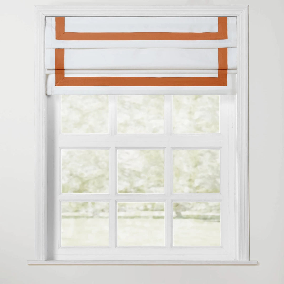 Troy Cordless Roman Shade with Border - Orange - ChadMade