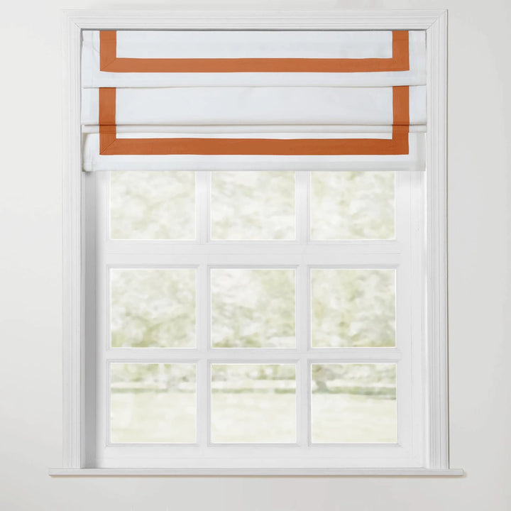 Troy Cordless Roman Shade with Border - Orange - ChadMade