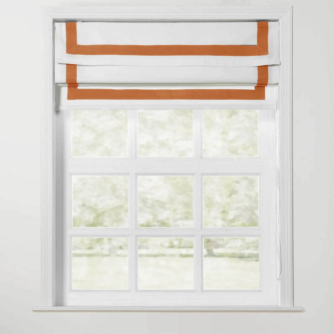 Troy Roman Shade with Border Cord Lift - Orange - ChadMade