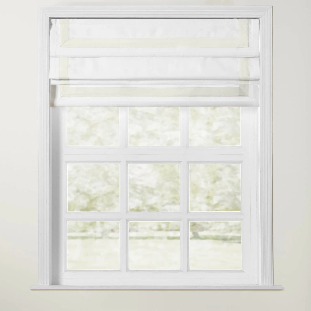 Troy Cordless Roman Shade with Border - Off White - ChadMade