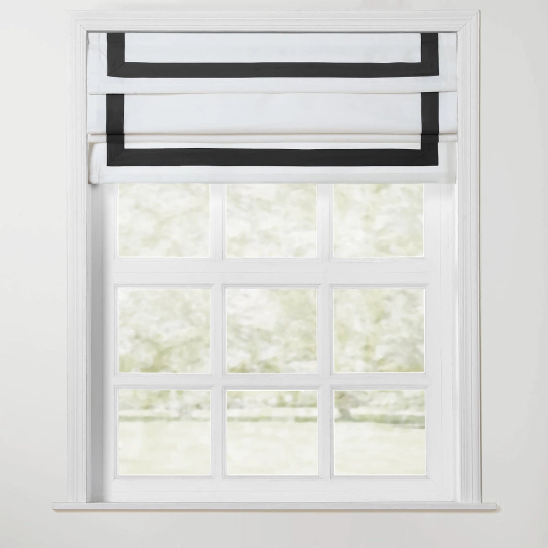 Troy Cordless Roman Shade with Border - Black - ChadMade