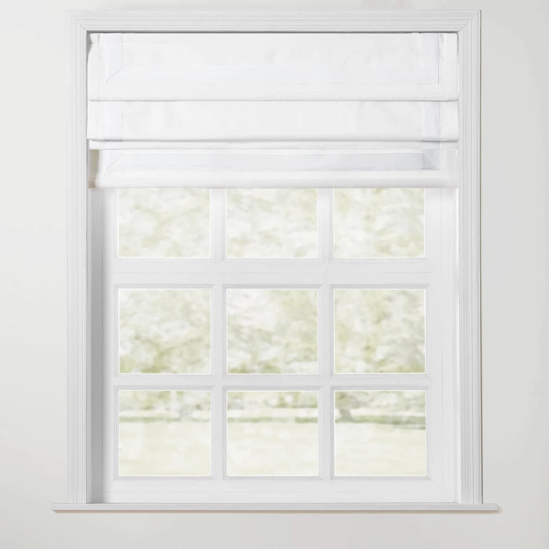 Troy Cordless Roman Shade with Border - White - ChadMade