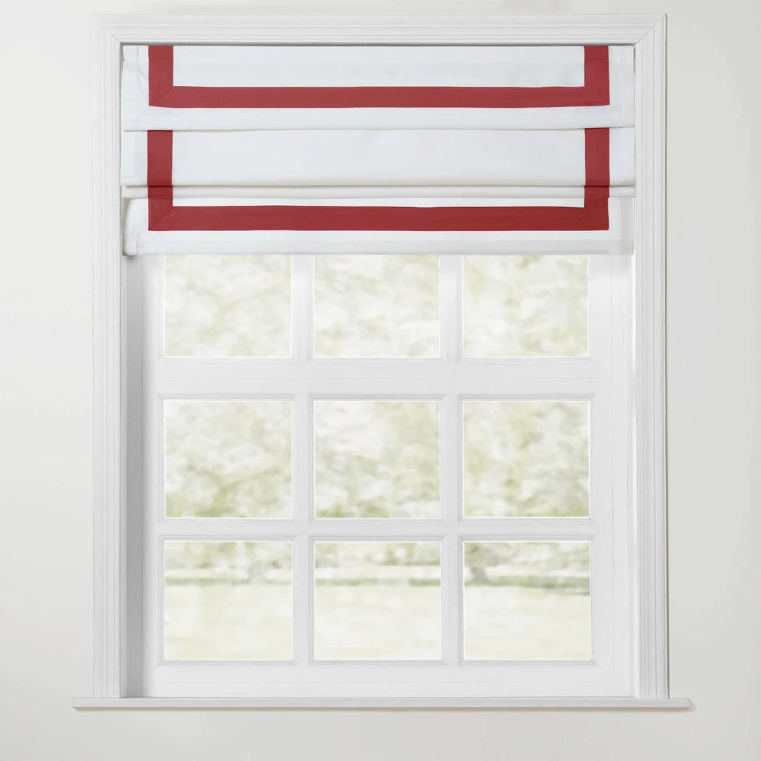 Troy Cordless Roman Shade with Border - Red - ChadMade