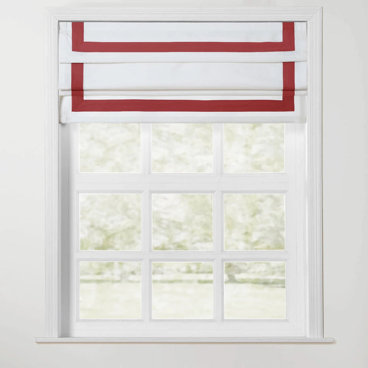 Troy Cordless Roman Shade with Border - Red - ChadMade