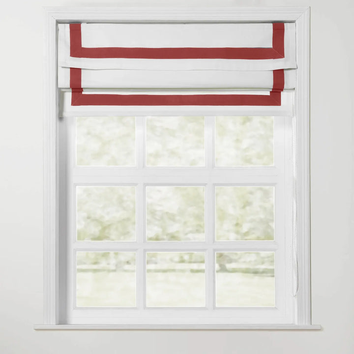 Troy Roman Shade with Border Cord Lift - Red - ChadMade