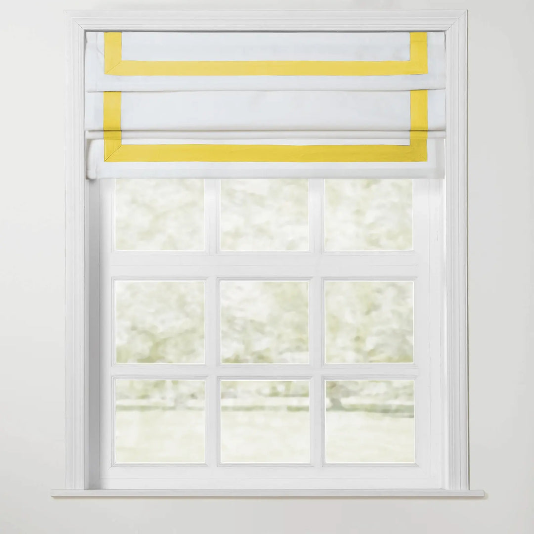 Troy Cordless Roman Shade with Border - Yellow - ChadMade
